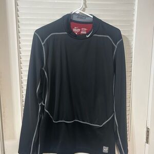Nike Black Long Sleeve Compression Top with Gray Stitching